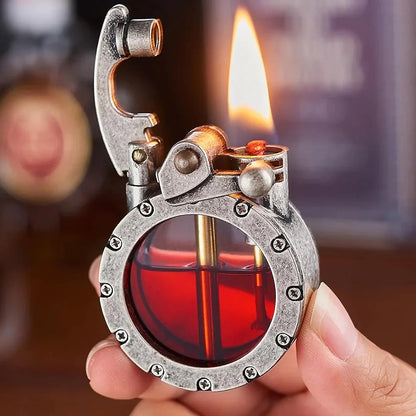 Antik Petroleumslighter | Vintage Design, Genopfyldelig & Holdbart Metalhus Flame lighter Tech Butik Sølv