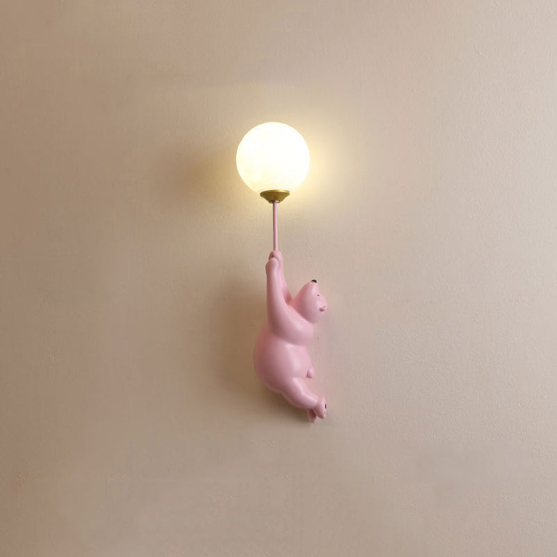Børne Væglampe – Bedårende Bamse med Ballon Design Indoor Wall Lamp Tech Butik B Lyserød 3 farver