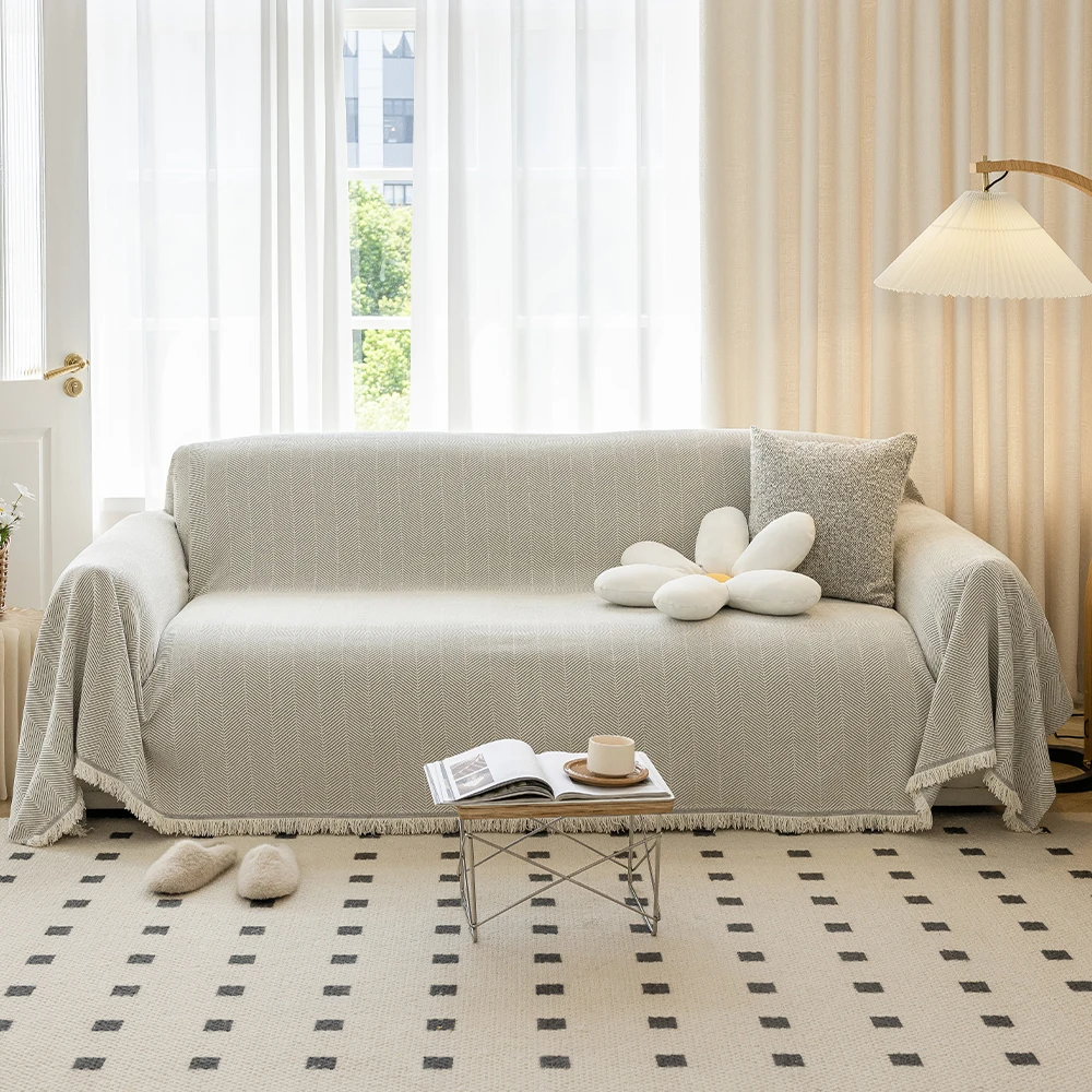 Elegant Chenille Sofabetræk – Blød Følelse med Stilfulde Frynser Sofa Covers Tech Butik