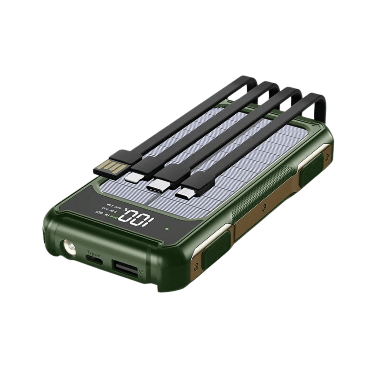 Bærbar Powerbank med LED-display & hurtigopladningskabel Powerbanks Tech Butik Oliven