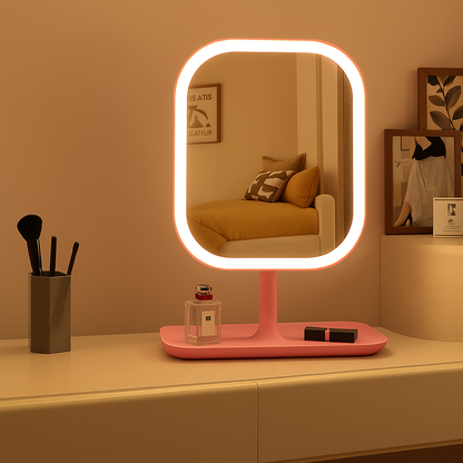 LED Makeup Spejl med Lys Makeup Mirrors Tech Butik Lyserød