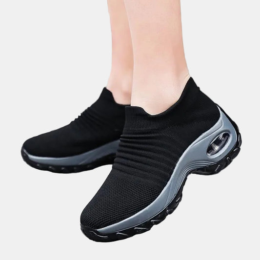 Komfortable Dame Sock Sneakers til Gang Hele Dagen Sneakersneakers Tech Butik Sort + Grå sål 35