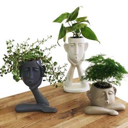 Menneskehoved Blomster­vase – Kunstnerisk Planteskulptur Dekoration Home & Decor Tech Butik