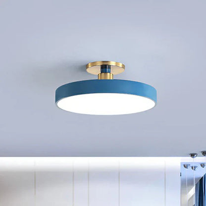 Moderne Nordisk Rund LED Loftlampe til Soveværelse og Stue Loftlamper Tech Butik Blå Dia 40cm
