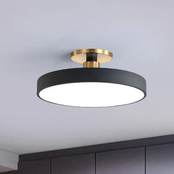Moderne Nordisk Rund LED Loftlampe til Soveværelse og Stue Loftlamper Tech Butik Sort Dia 40cm