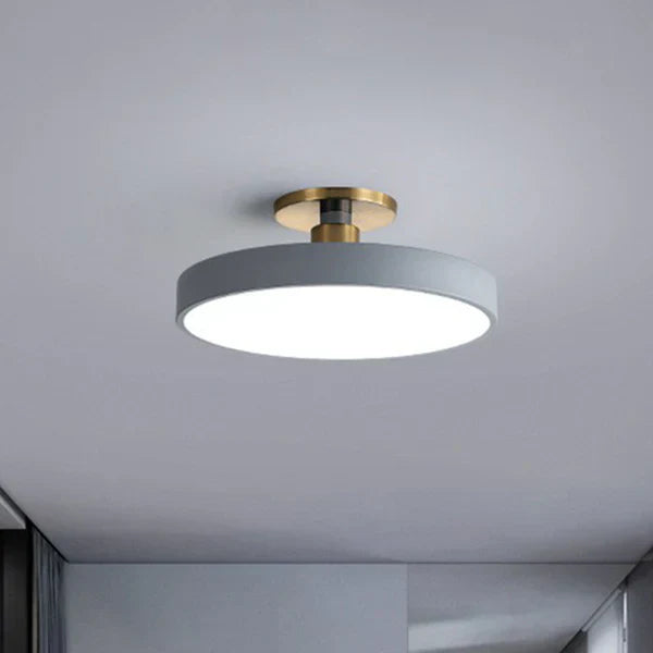Moderne Nordisk Rund LED Loftlampe til Soveværelse og Stue Loftlamper Tech Butik Grå Dia 40cm