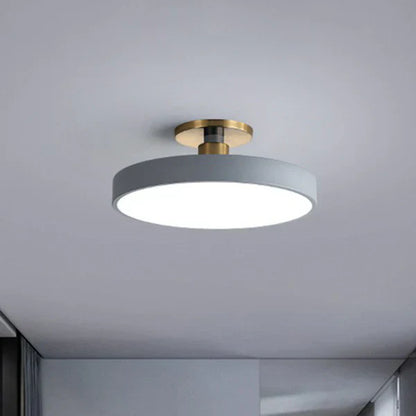 Moderne Nordisk Rund LED Loftlampe til Soveværelse og Stue Loftlamper Tech Butik Grå Dia 40cm