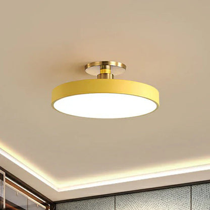 Moderne Nordisk Rund LED Loftlampe til Soveværelse og Stue Loftlamper Tech Butik Gul Dia 40cm