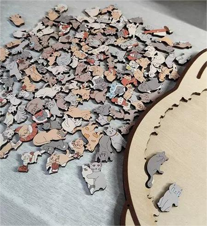 Kattepuslespil i Træ – Kunstnerisk Design, 135 Brikker og Afslappende Leg Jigsaw Puzzles Tech Butik