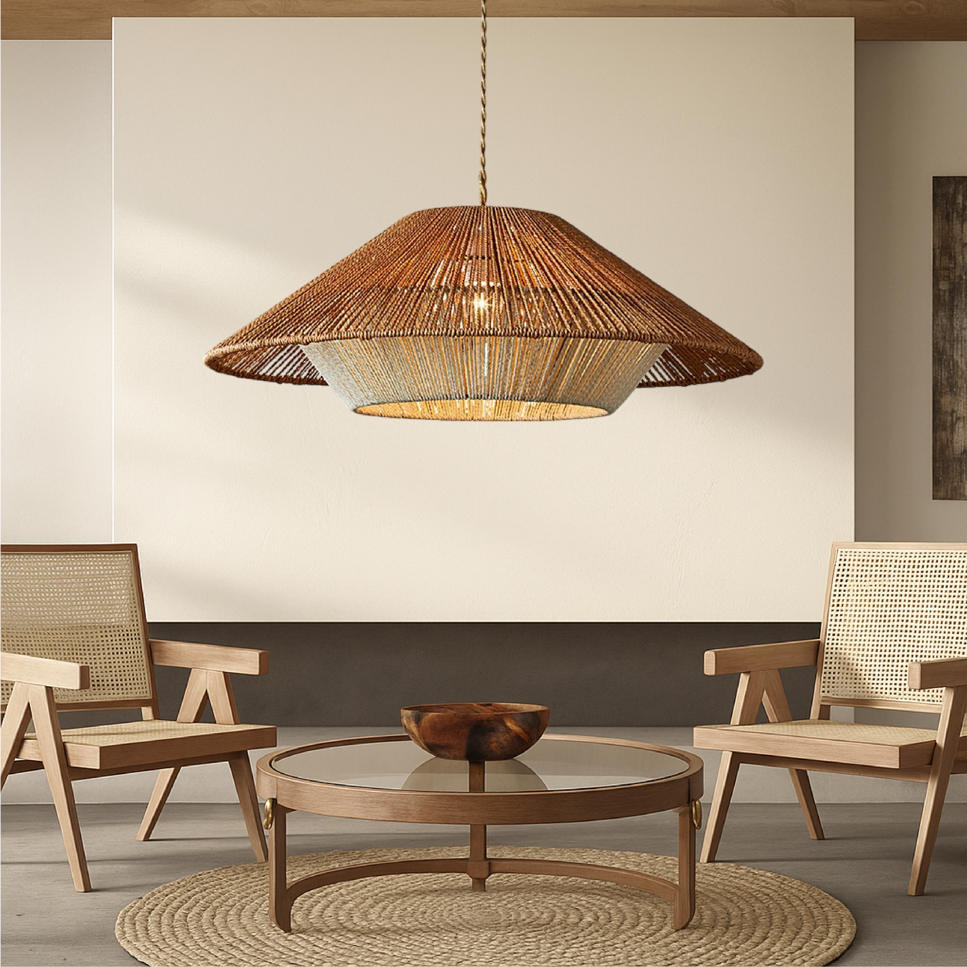 Bambus Flettet Pendelampe – Naturlig Elegance Møder Hyggelig Belysning Lamp Tech Butik ∅ 60cm