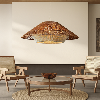 Bambus Flettet Pendelampe – Naturlig Elegance Møder Hyggelig Belysning Lamp Tech Butik ∅ 60cm