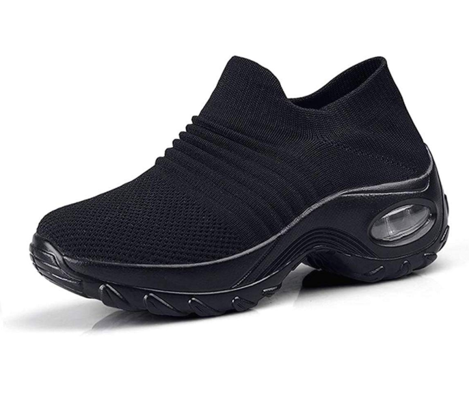 Komfortable Dame Sock Sneakers til Gang Hele Dagen Sneakersneakers Tech Butik Sort 35