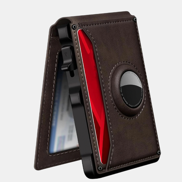 Luksuriøs Airtag Pung – Sikker og Stilfuld Tech Butik Mørkebrun