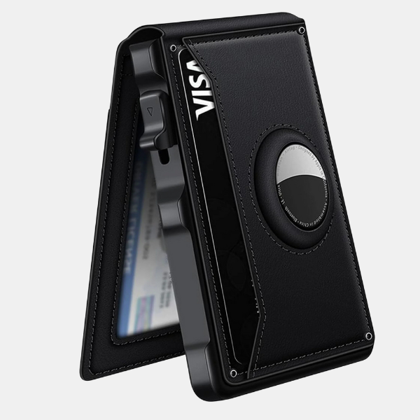 Luksuriøs Airtag Pung – Sikker og Stilfuld Tech Butik Sort