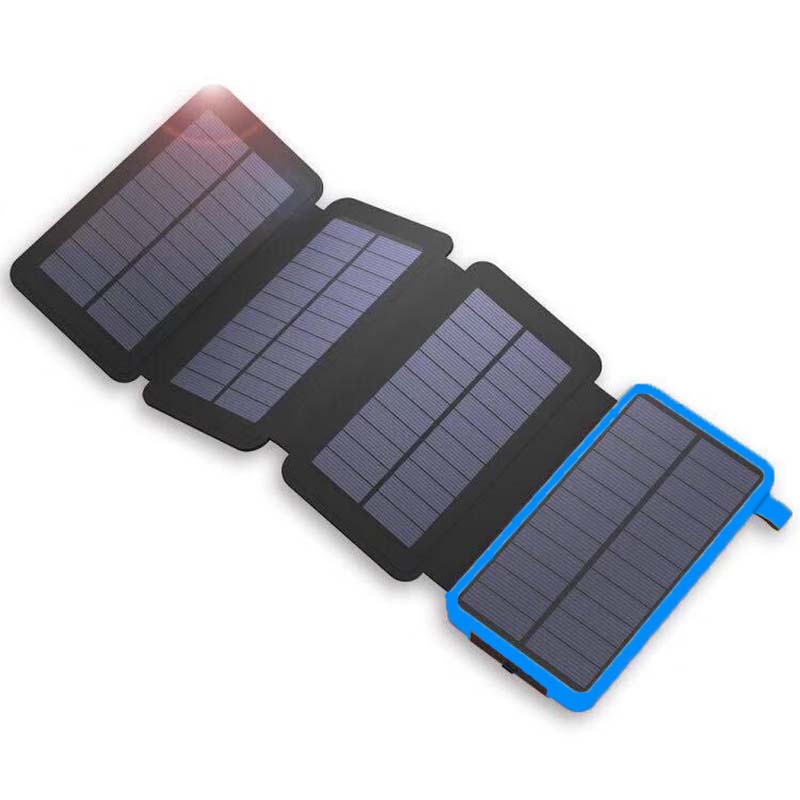 Bærbar Solcelle-Powerbank 25.000 mAh – Pålidelig & Hurtig Opladning Bærbare Power Banks Tech Butik Blå Sort 25000mAh