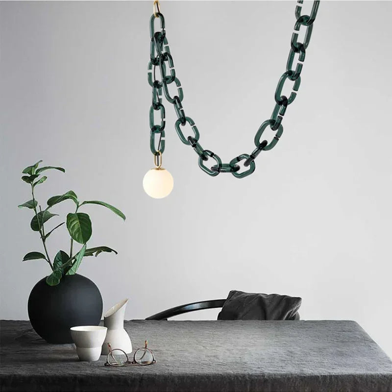Moderne Glas-Kæde Pendellampe – Stilfuld LED Lysekrone til Hjemmet Lamps & Lighting Tech Butik