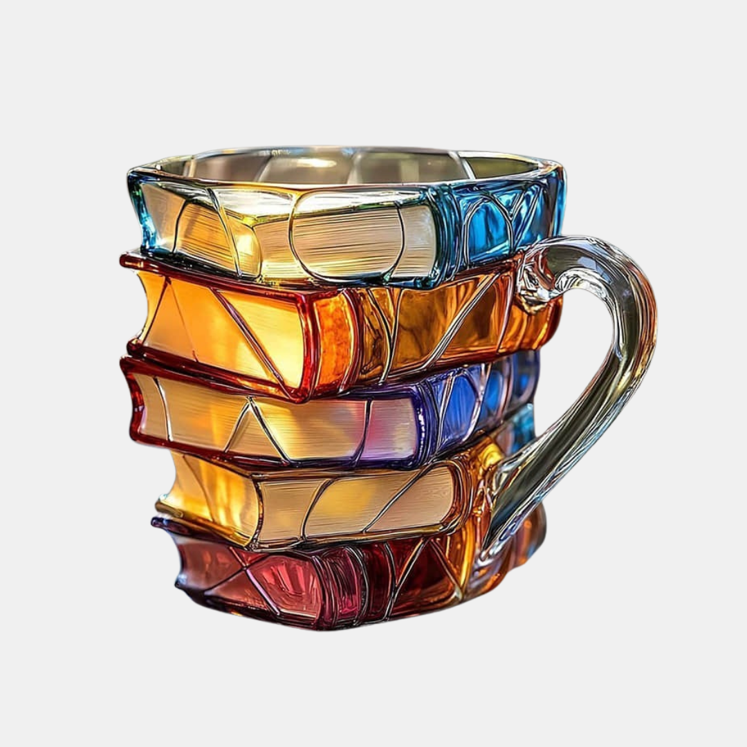 3D Håndmalet Bog-Kop – Unik Kaffekop til Bogelskere Krus Tech Butik