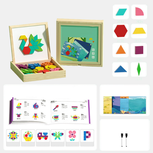 Magnetisk Træpuslespil – Kreativ Leg, Læring og Fantasi for Børn Mechanical Puzzles Tech Butik Standard (180 blokke)