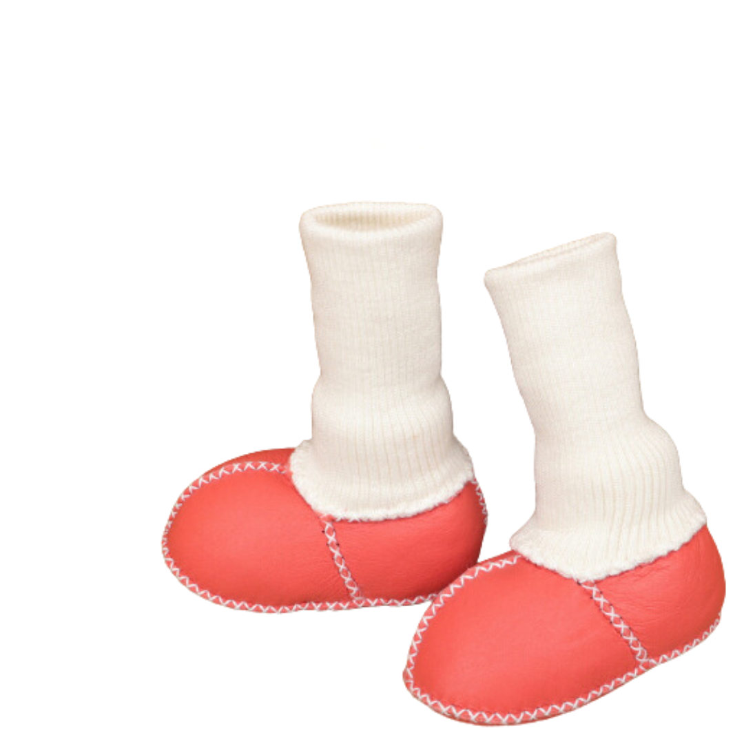 Varme & Bløde Baby Hjemmesko - Skridsikre og Komfortable Hele Dagen Baby & Toddler Shoes Tech Butik Rød/Hvid 15 (0-6 Måneder)