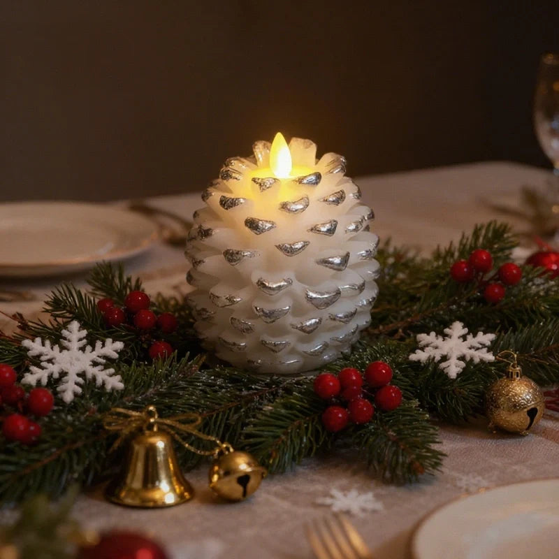 Flameless Kogler Stearinlys – Hyggeligt Skær med Rustik Charm Home & Decor Tech Butik Sølv hvid