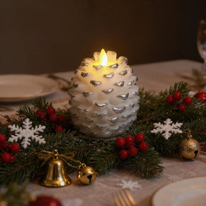 Flameless Kogler Stearinlys – Hyggeligt Skær med Rustik Charm Home & Decor Tech Butik Sølv hvid