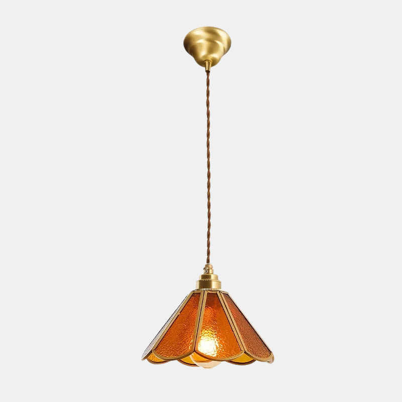 Hængende Tiffany Lampe med Blomsterformet Design – Elegant Belysning til Stuen Pendellampe Tech Butik Amber – Glatte Blomsterblade