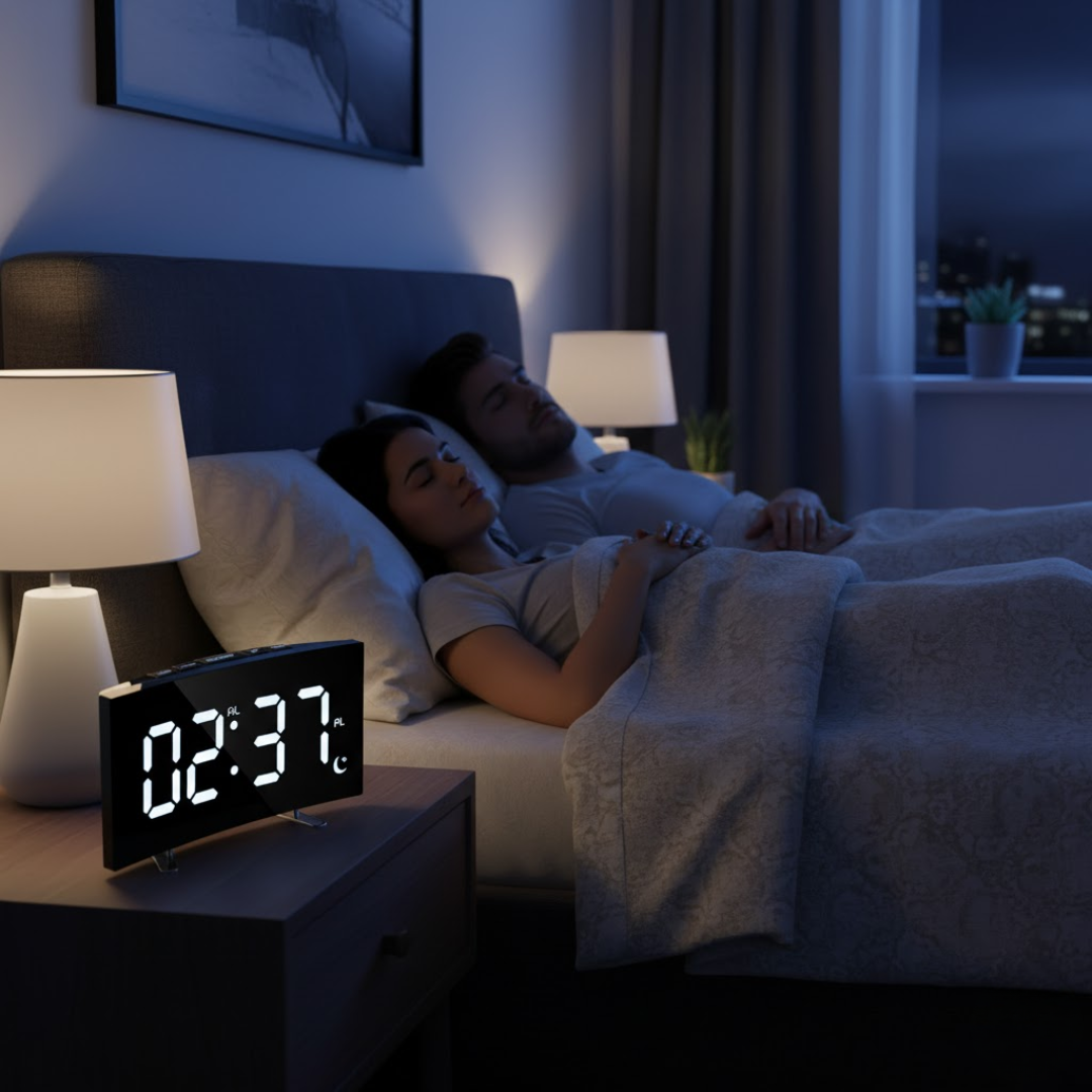 LED Digitalt Vækkeur – Buet Skærm med Ambient Lys Alarm Clocks Tech Butik