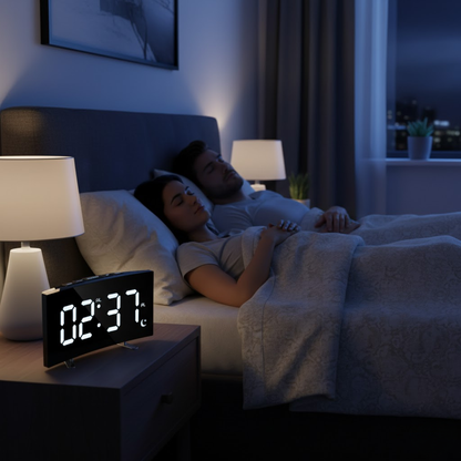 LED Digitalt Vækkeur – Buet Skærm med Ambient Lys Alarm Clocks Tech Butik
