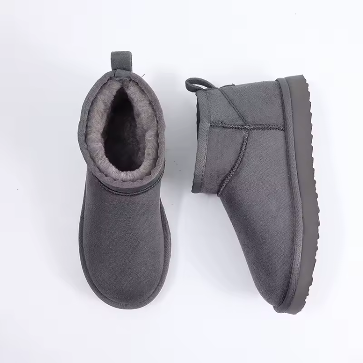 Grå Ankelstøvler til Damer med Varm Pelsfoder – Ultra Mini Plateau for Vinterstil & Komfort Kvinders Støvler Tech Butik