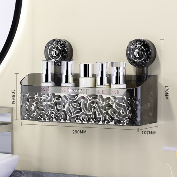 Badeværelseshylde med Sugekop – Nem Opbevaring uden Boring Bath Organizers Tech Butik Grau / Stor