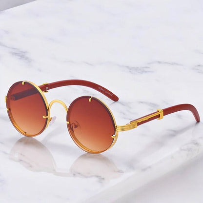 Klassiske Runde Stel-løse Solbriller – Vintage Stil med Moderne Klarhed Sunglasses Tech Butik Rav Solbriller