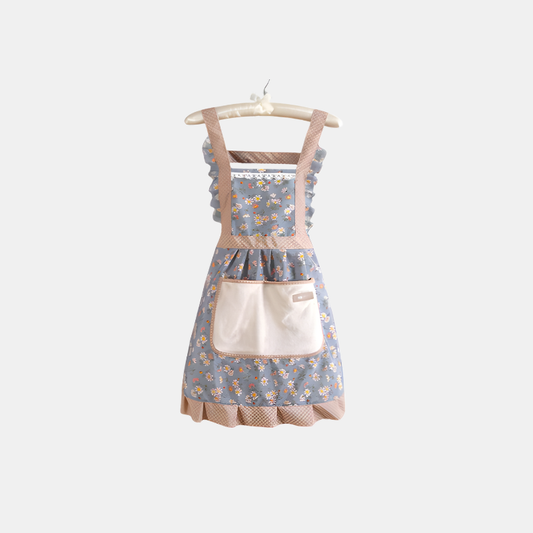 Sød Blomsterprint Forklæde – Let & Stilfuldt Forklæde til Madlavning Aprons Tech Butik Blå