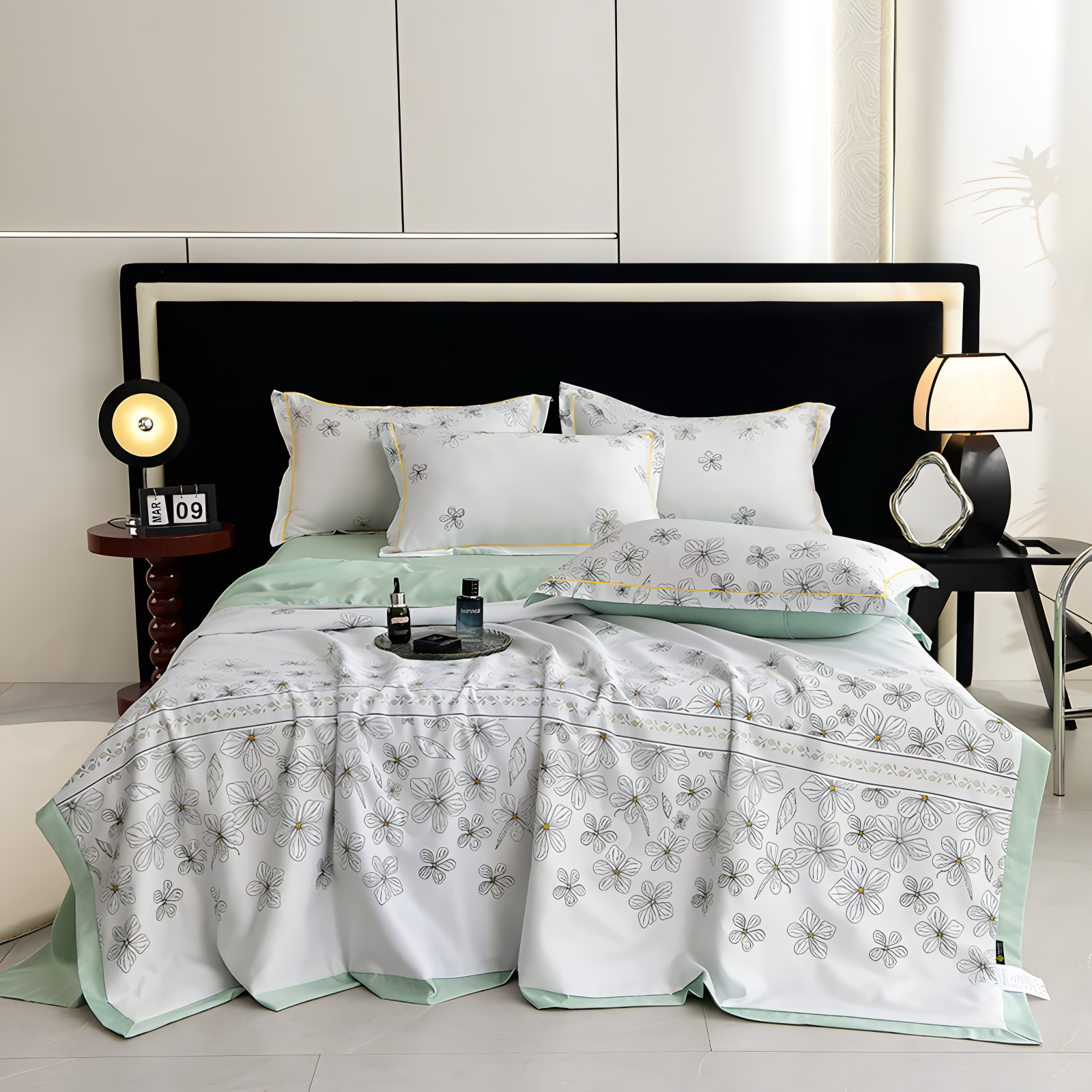 Elegant Dynebetræk Sæt – 4-dele Blomstret Sengetøjssæt Bedding Tech Butik Daisy 142 x 192 cm - 4-delt sæt (1 x dyne + 1 x lagen + 2 pudebetræk)