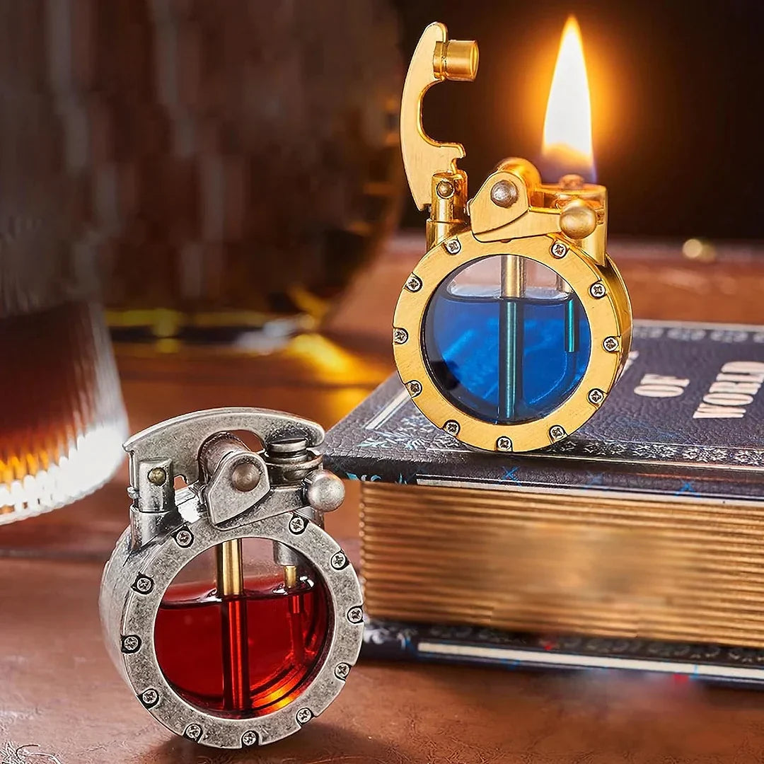 Antik Petroleumslighter | Vintage Design, Genopfyldelig & Holdbart Metalhus Flame lighter Tech Butik