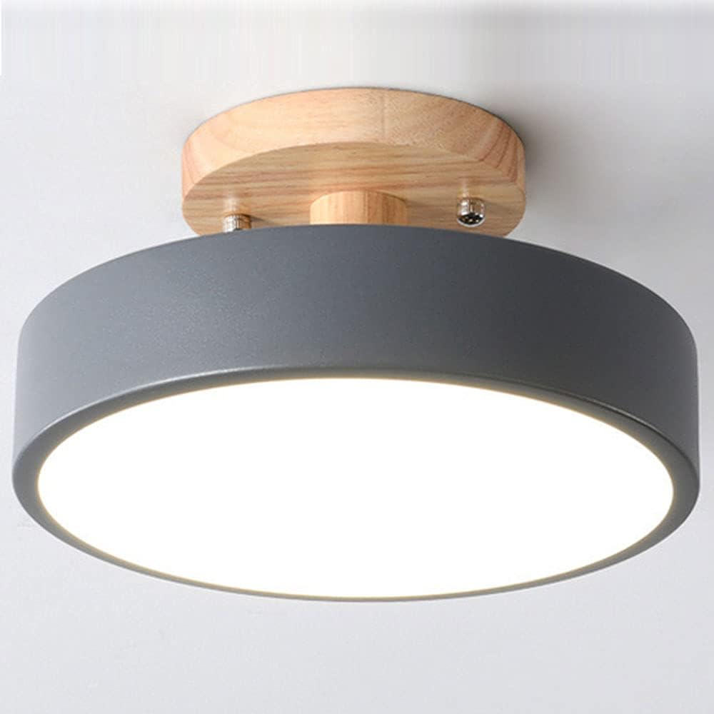 Moderne Træ LED Loftlampe til Stilfulde Rum Loftslampe Tech Butik Grå Varm hvid