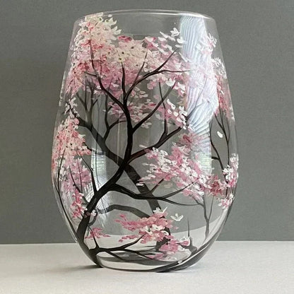 Fire Årstiders Træ Vinglas – Håndmalet Elegance til Alle Årstider Tech Butik