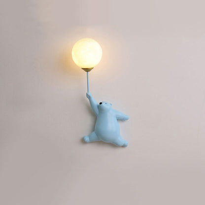 Børne Væglampe – Bedårende Bamse med Ballon Design Indoor Wall Lamp Tech Butik A Blå 3 farver