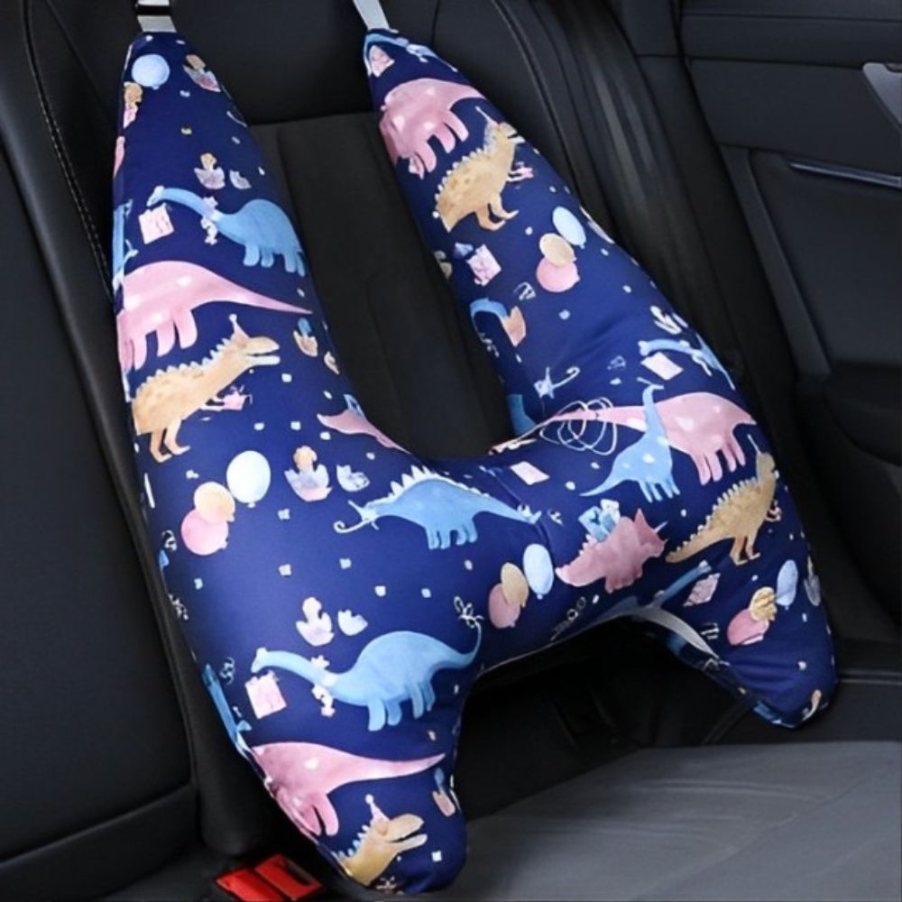 Rejsepude til bagsædet for børn – Komfortabel støtte til sikre og afslappende køreture Pillows Tech Butik Lilla Dinosaur