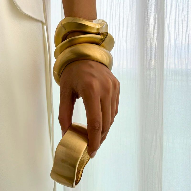 Golden Tide Vintage Armbånd – Børstet Metal Skulpturelt Sæt Bracelets Tech Butik