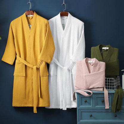 Waffelbadekåbe med V-udskæring – Den Perfekte Kombination af Stil og Komfort Bathrobe Tech Butik