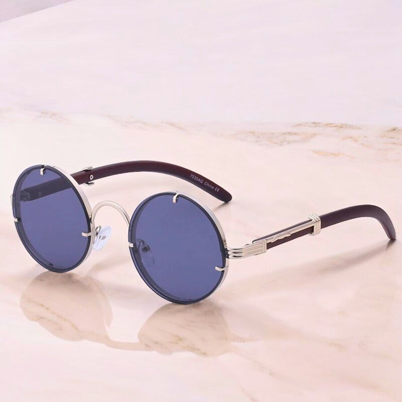 Klassiske Runde Stel-løse Solbriller – Vintage Stil med Moderne Klarhed Sunglasses Tech Butik Skifer Solbriller