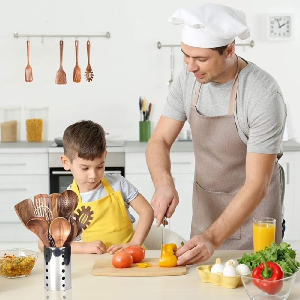 Premium Trækogesæt | 7 Dele – Holdbart, Miljøvenligt & Sikkert til Non-Stick Køkken Tech Butik