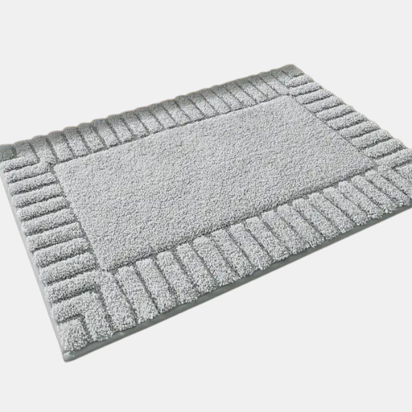 Minimalistisk Bademåtte med Striber – Blød, Skridsikker og Komfortabel Hele Dagen Bathroom Accessories Tech Butik Grå Lille (40 x 60 cm)