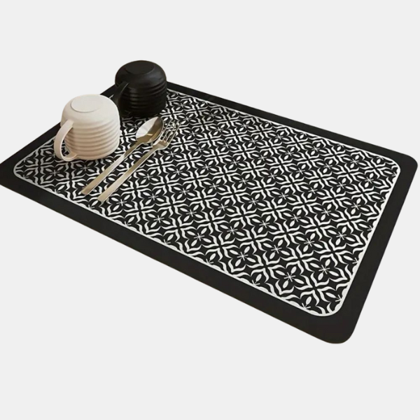 Hurtigtørrende Opvaskemåtte – Absorberende, Skridsikker og Praktisk til Hverdagen Dish Mat Tech Butik Sort 30x40cm