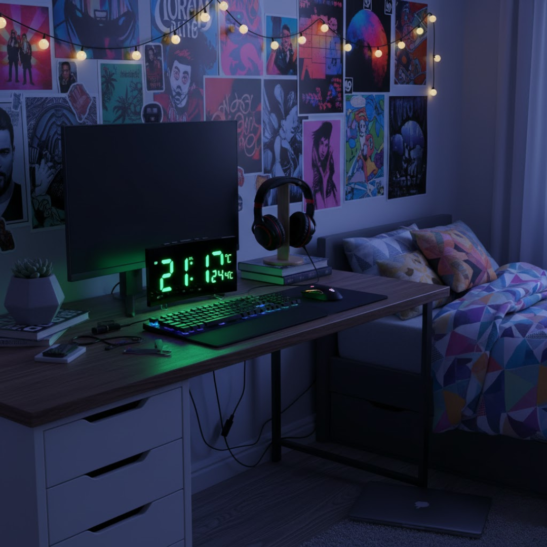 LED Digitalt Vækkeur – Buet Skærm med Ambient Lys Alarm Clocks Tech Butik