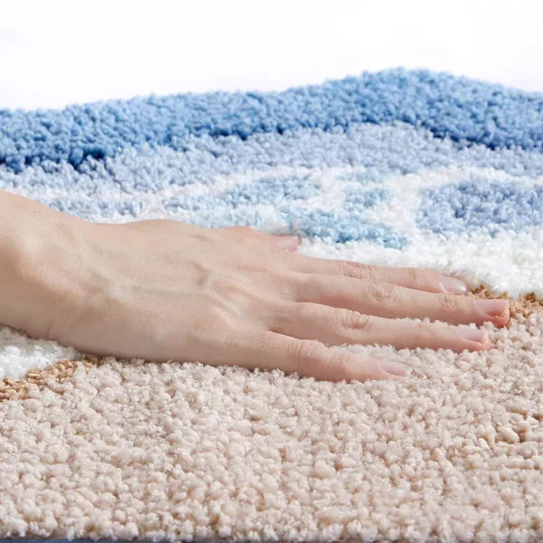 Skridsikker Bademåtte med Bølgeinspireret Design – Blød, Absorberende og Komfortabel Hele Dagen Bathroom Accessories Tech Butik