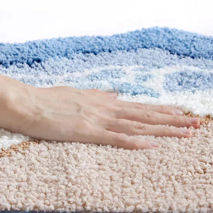 Skridsikker Bademåtte med Bølgeinspireret Design – Blød, Absorberende og Komfortabel Hele Dagen Bathroom Accessories Tech Butik