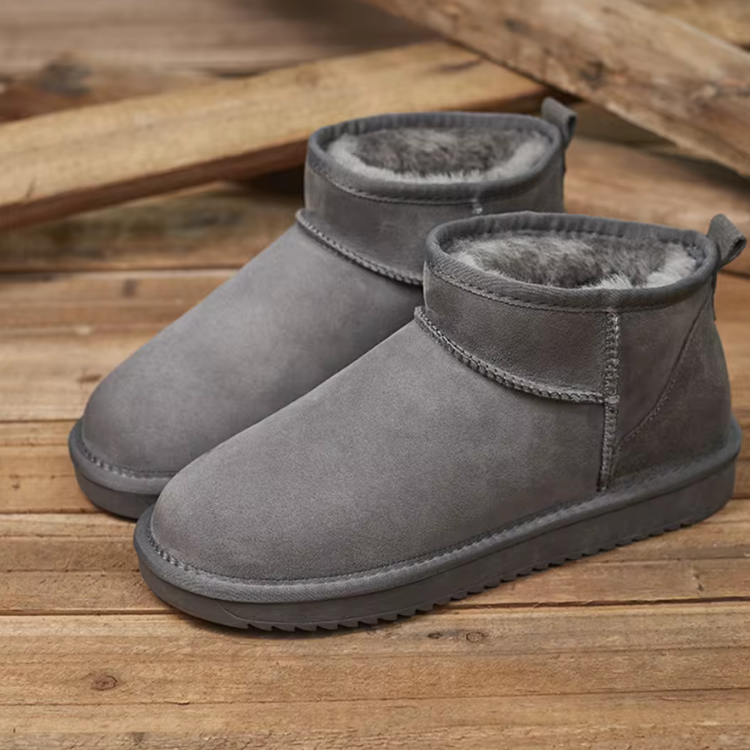 Grå Ankelstøvler til Damer med Varm Pelsfoder – Ultra Mini Plateau for Vinterstil & Komfort Kvinders Støvler Tech Butik