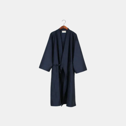 Herre Cotton Kimono Nattøj – Blød Åndbar Natskjorte til Komfort Men's Sleepwear Tech Butik Marineblå M