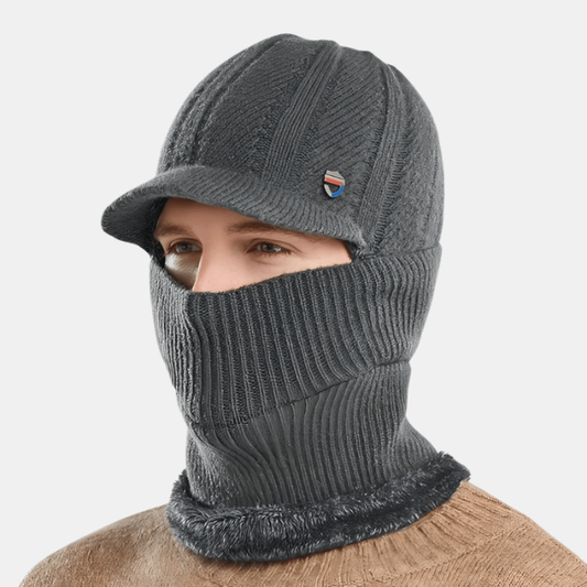 Termisk Vinter Cagoule med Visir – Varm, Vindtæt og Komfortabel Strikket Hue Clothing Accessories Tech Butik Mørkegrå